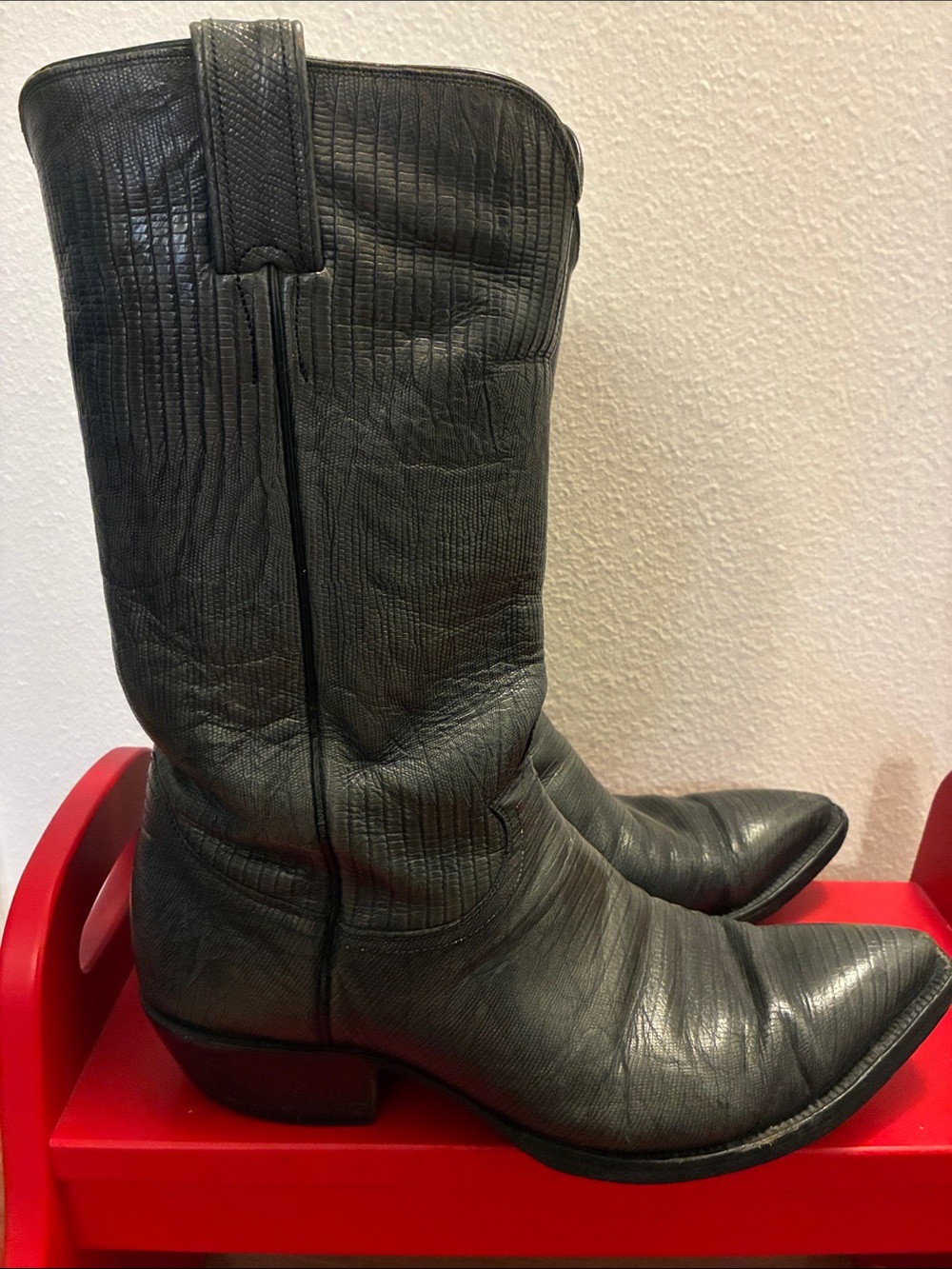 Justin Grey Leather Western Cowboy Boots with Tan Interior Mens 8 1/2